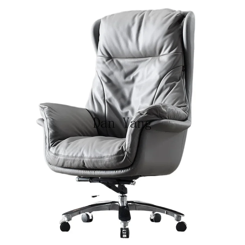 YJ leather boss chair cowhide office business class chair sedentary comfortable office chair light luxury home computer