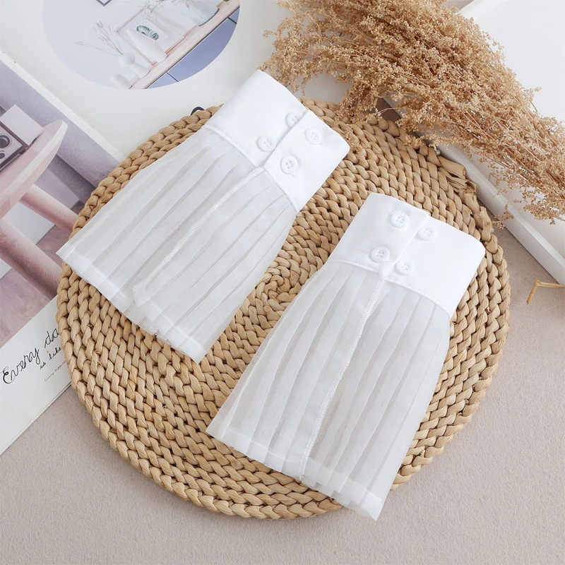 Weiße Spitze Rüschen Dekoration Manschette Handgelenkwärmer Damen Romantisches Armband Mode Hemd Pullover Abnehmbare Faltenärmel