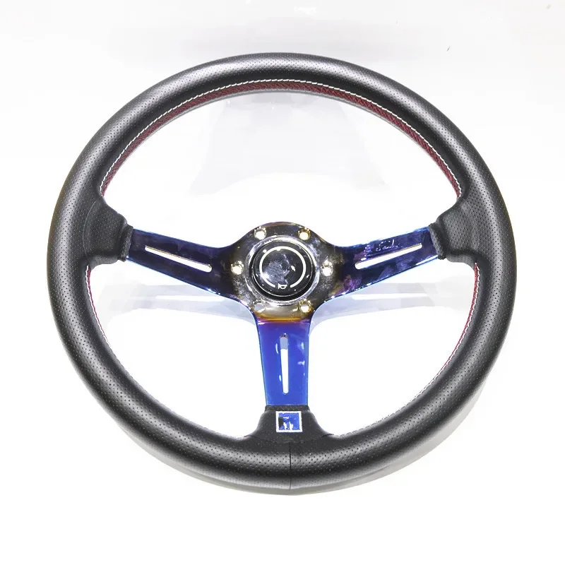 SPSLD 14inch 350mm Deep Corn Drifting  Baking blue Steering Wheel / Suede Leather Steering wheels