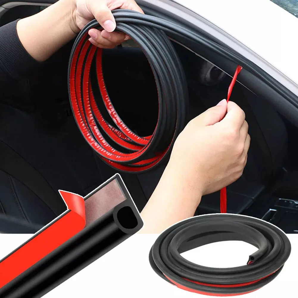 5M P-Shaped Universal Car Door Seal Rubber Strip Insulation Noise Reduction Hood Trunk Sealing Auto Accessories