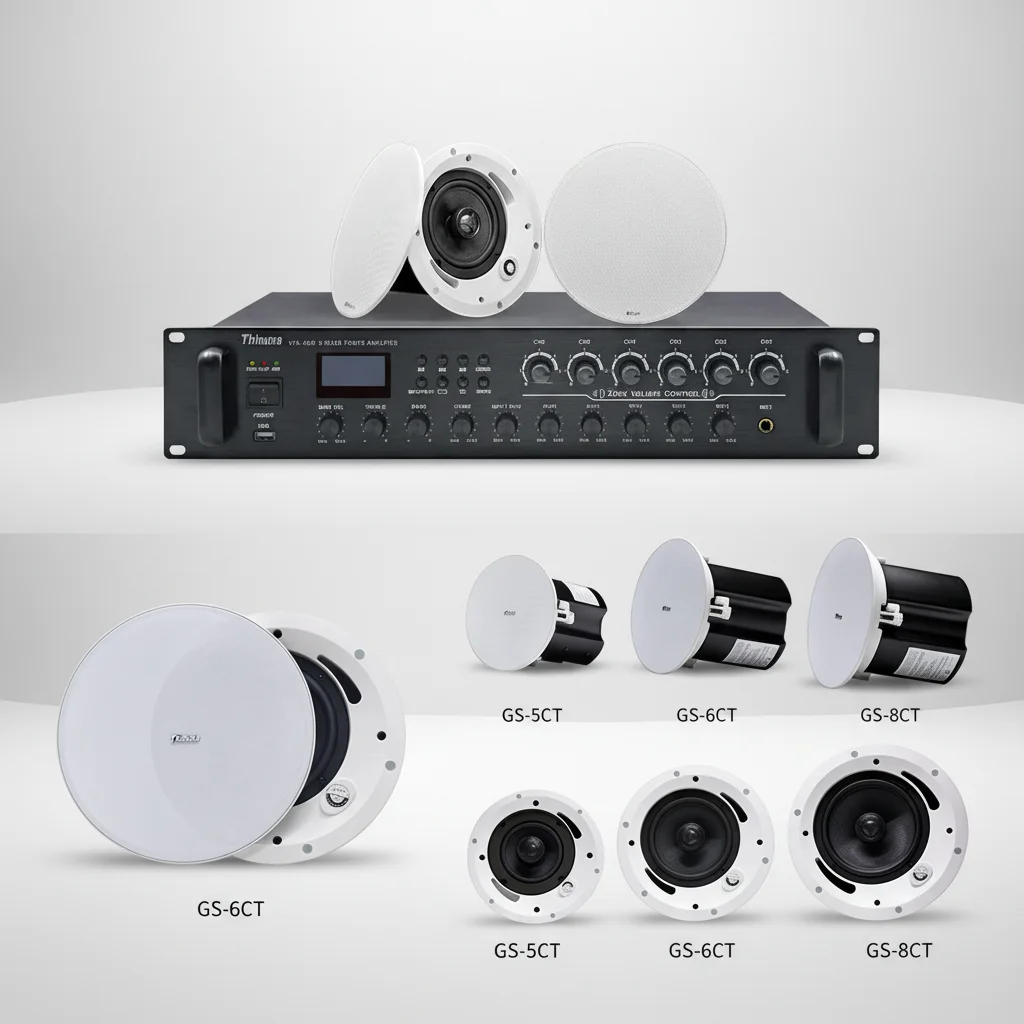 GS Commercial Passive Portable 2 Way Component PA Public Address Speakers Box Audio System Sound Coaxial Ceiling Speaker