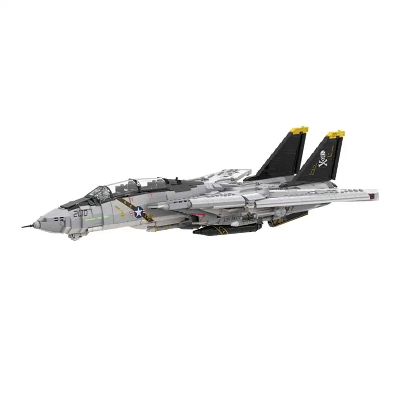 Wojskowa broń bojowa F-14A Tomcat zestaw modeli MOC wielofunkcyjny myśliwiec klocki Mini cegły wyświetlacz na biurko zabawka prezent