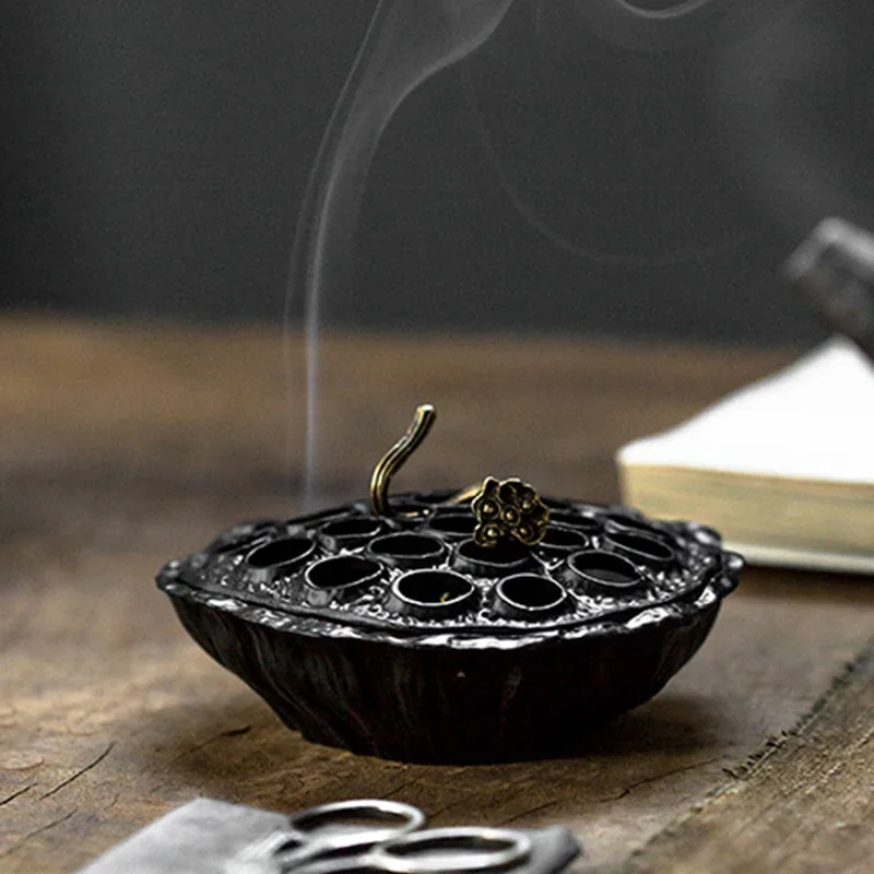 YXY Lotus Seedpod Incense Burner Metal 4 Hours Coil Incense Base Zen Dragon Copper Alloy Auspicious Cloud Incense Holder