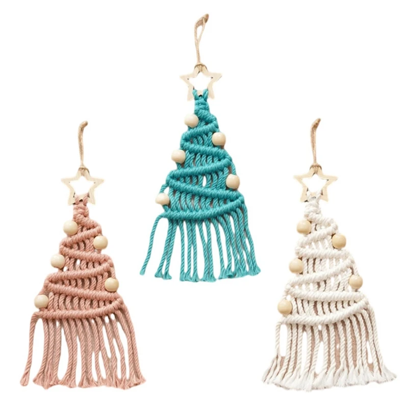 Christmas Tree Lace Knitted Decoration DIY Christmas Tree Woven Decoration Bohemian Style Woven Ornaments