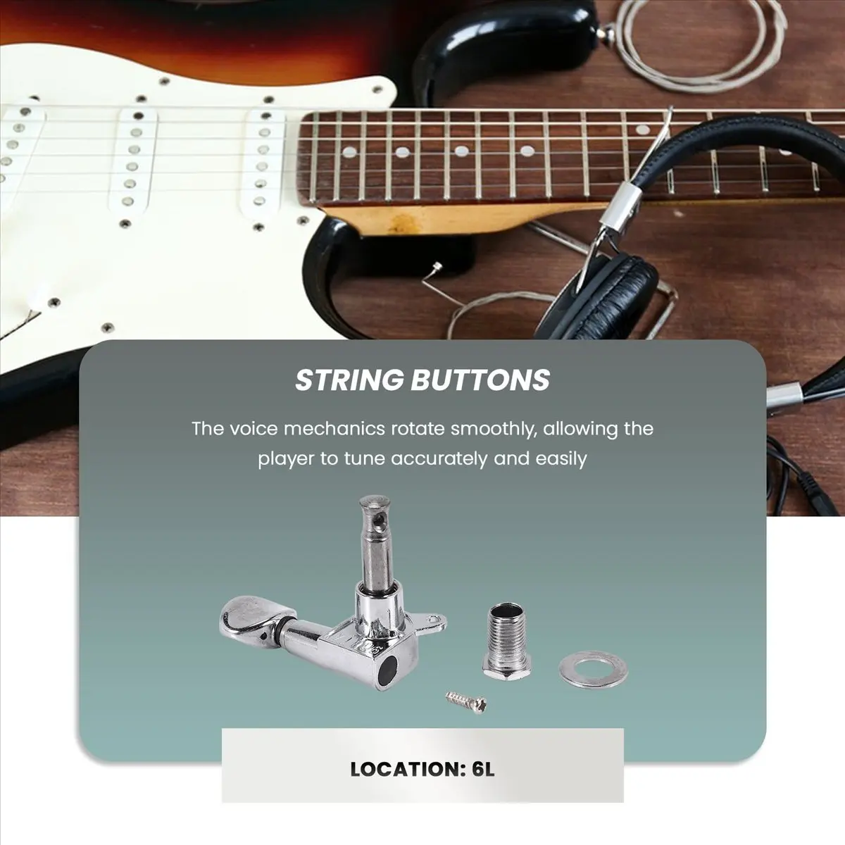 newA10R Fleur Tuning Pegs / Strings for / / Acoustic Guitar 6L Silver