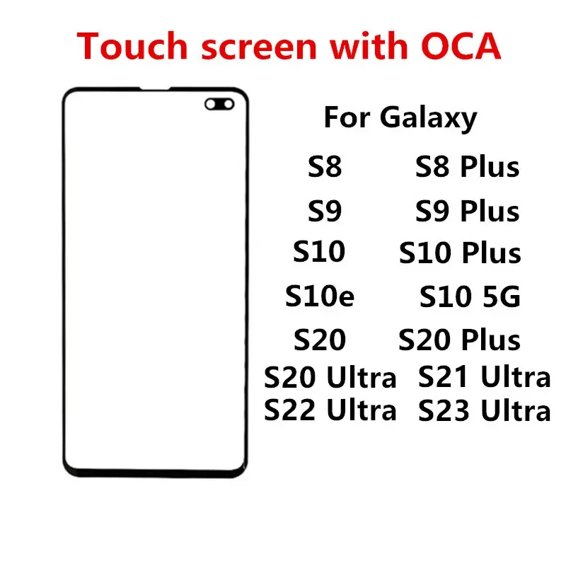 S22 S23 S21 Ultra Outer Screen For Samsung Galaxy S10 5G S20 Plus S8 Plus S9 Front Touch Panel LCD Display Repair Parts + OCA