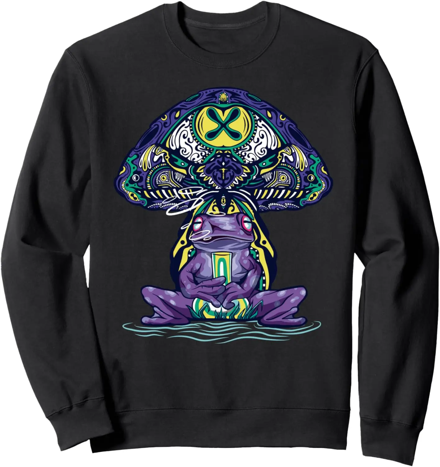 Cottagecore Aesthetic Goblincore Frog Wizard on Mushroom Sweatshirt