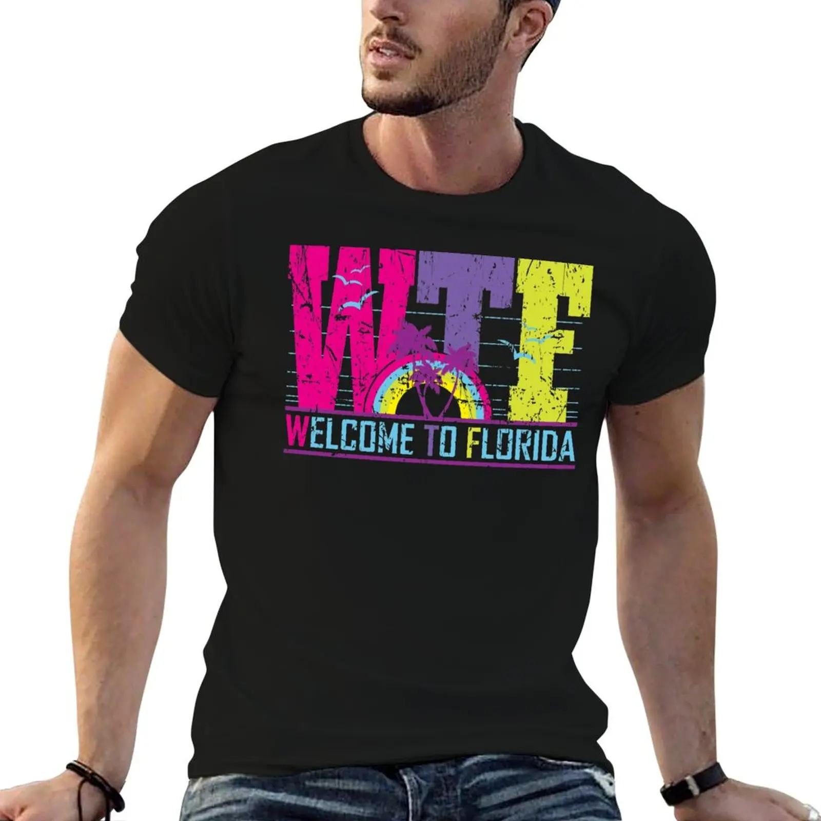 WTF-WELCOME TO FLORIDA! T-Shirt cute tops Short sleeve tee mens t shirts casual stylish