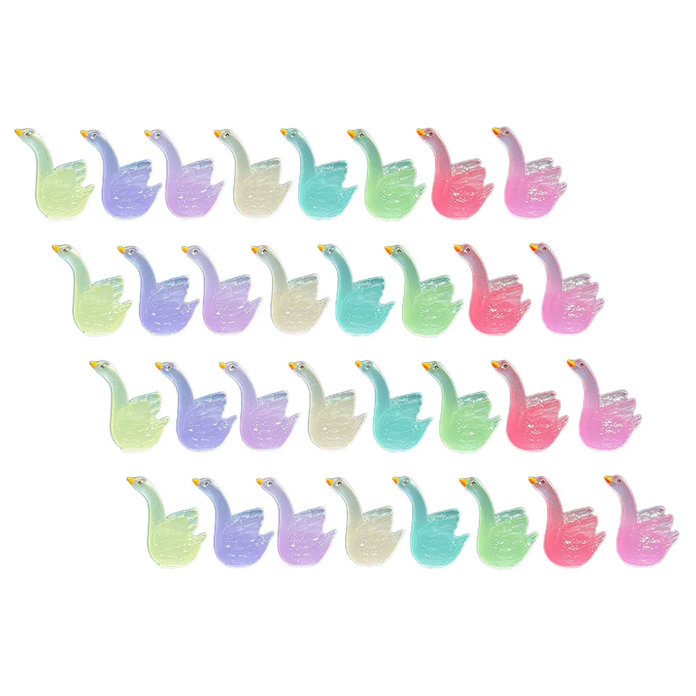 

32 Pcs Micro Landscape Ornament Cartoon Miniature Swan Figurines Garden Statue Tiny Luminous Miniatures Adorn The Animal