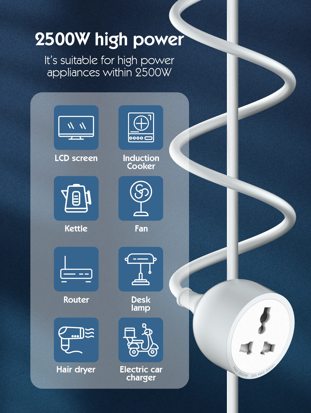 LDNIO 2500W 5M Extension Cord Universal Socket Plug Power Strips EU/UK/US Plug Electrical Socket for Home Electric Outdoor