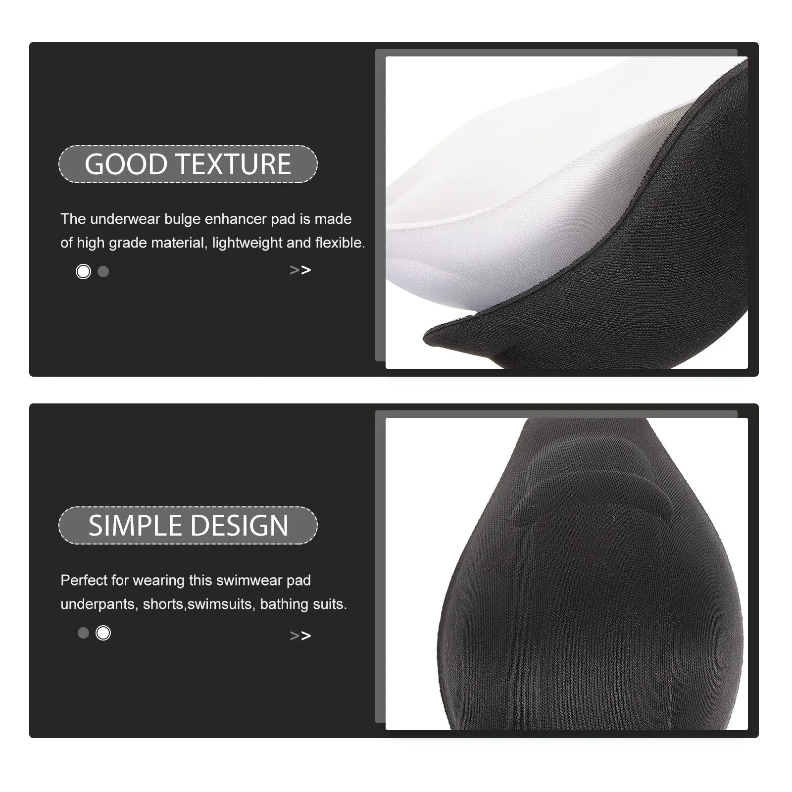 

2Pcs Bulge Pad Flexible Lightweight Underwear Cushion Enlarged Cup Swim Briefs Stage Show Bulge Enhancing Underwear