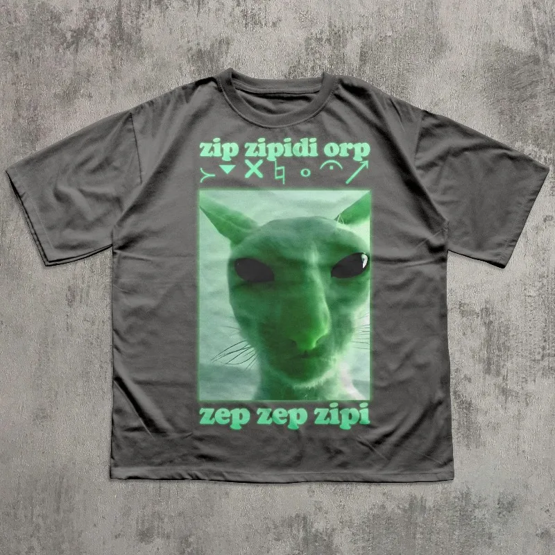 Funny Alien Cat Dank Meme Tee Shirt Gift for Woman and Man, Brainrot T-shirt, Ugly Shirts, Stupid Cringe Tshirt