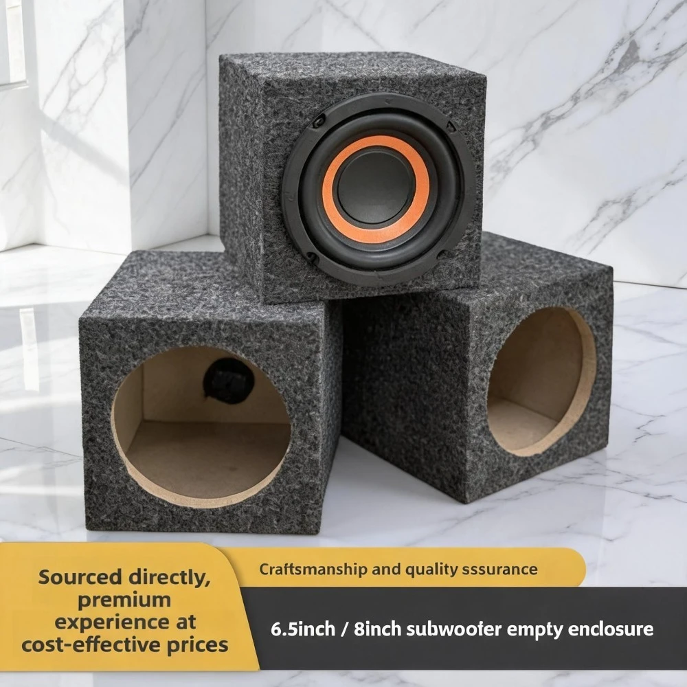 MW Audio 5"/6.5"/8" Speaker Box, Square Wooden Empty Enclosure for Car Subwoofer DIY