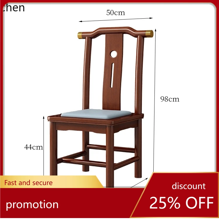 ZML Solid Wood Dining Chair with Soft Cushion, Comfortable for Long Sitting, Adult Chair for Home Dining Room