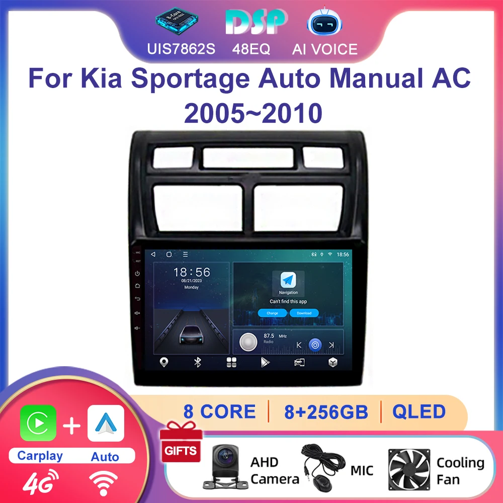 9'' 4G 8 Core GPS Navigation Stereo Android Multimedia Carplay Car Radio Video Player For Kia Sportage Auto Manual AC 2005~2010