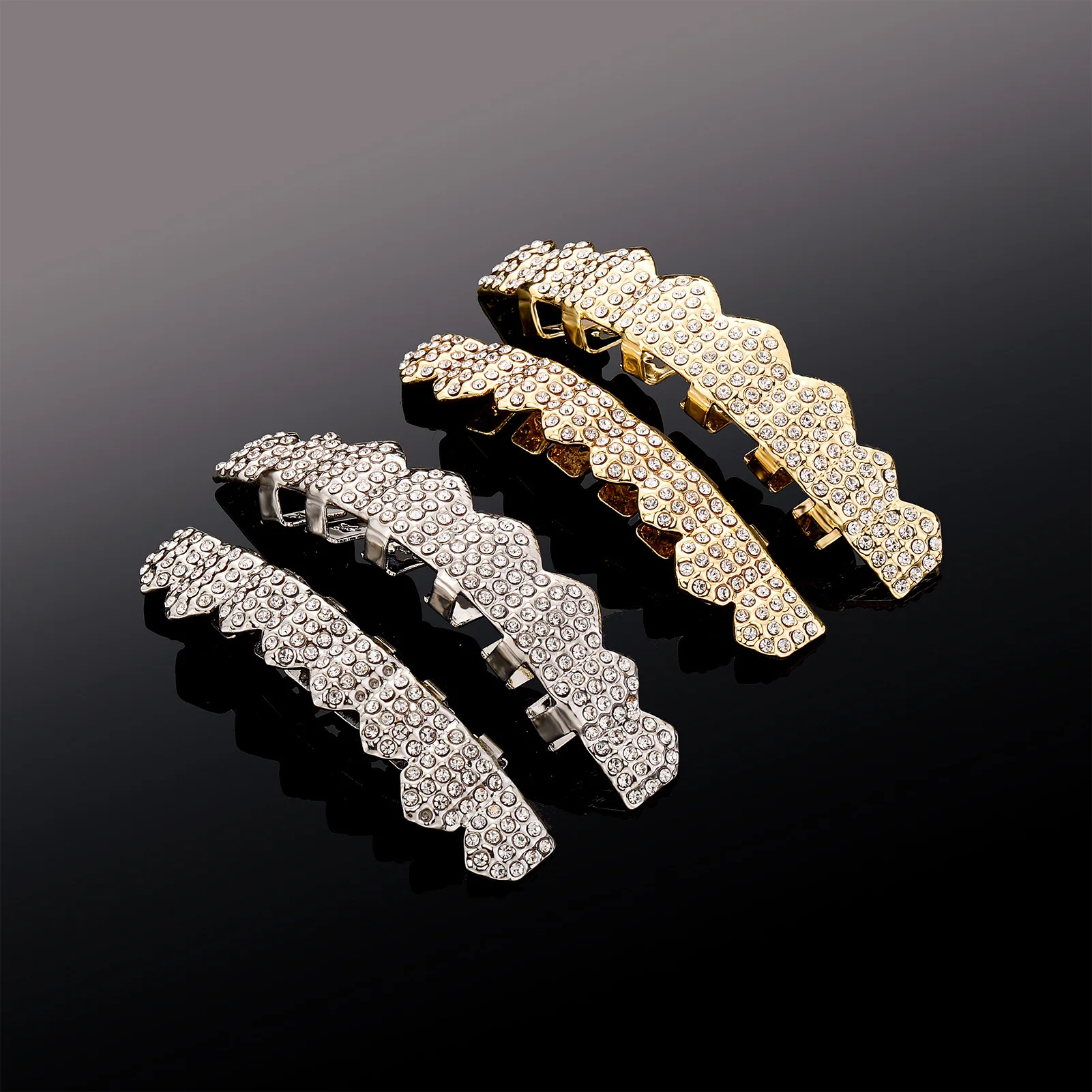 Punk Vollzirkonia Grillz Unisex 8 Oben & 8 Unten Abnehmbare Zahnschmuckstücke Hochwertige Modische Zahnschmuckstücke für den Mund – Detail 16
