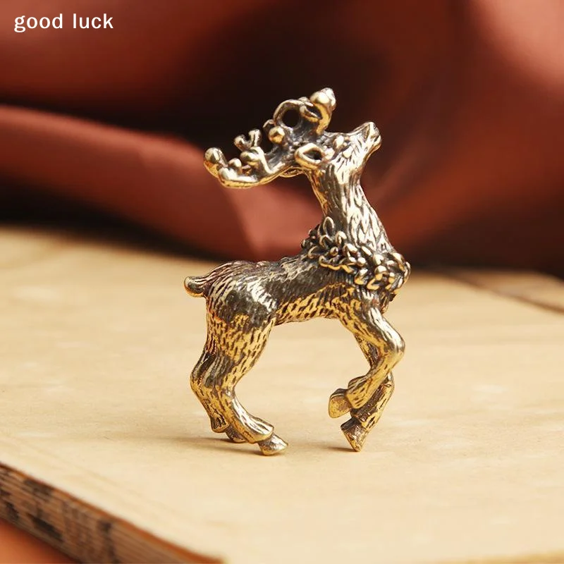AnswerSolid Brass Sika Deer Figurines Hand Carved Details Durable For Home Office Desktop Decoration Gift Collection
