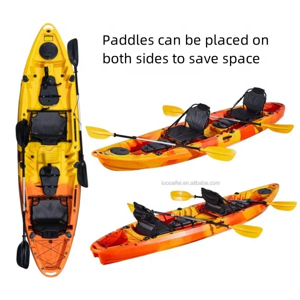LSF 2024 Popular family kayak for 3 people 2 adults + 1 child HDPE sitting on top fishing kayak with backseat or chair