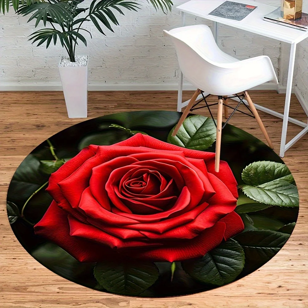 

Crystal velvet carpetNon-Slip Floor Mat - Elegant Red Rose Floral Mat with Non-Slip Backing, for Living Room, Bedroom, Dining Ta