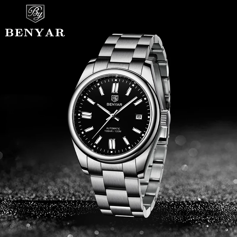 BENYAR New 2023 Luxury Mechanical Wristwatches10Bar Waterproof Sports Men Automatic Watch Stainless Steel Diving Watch for Men