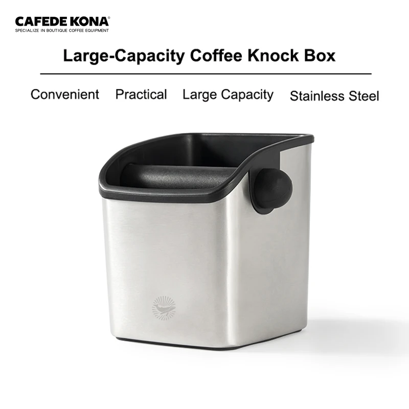 

CAFEDE KONA Коробка для кофе — контейнер для кофейной гущи из нержавеющей стали для домашних полуавтоматических кофемашин, 700 мл, очищаемый