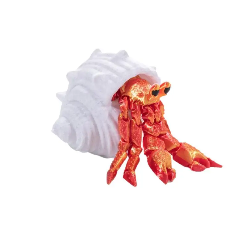 Creative Ornament Fun Home Room Decoration Articulated Hermit Crab 3D Printed Model Movable Joints Cool Desktop