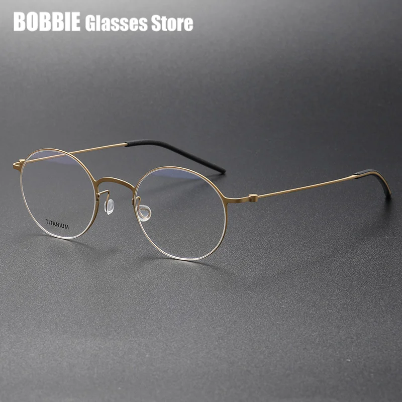 Denmark Brand Pure Titanium Glasses Frame Men Round Screwless Ultralight Prescription Eyeglasses Women Eyewear Optical Lens 2024