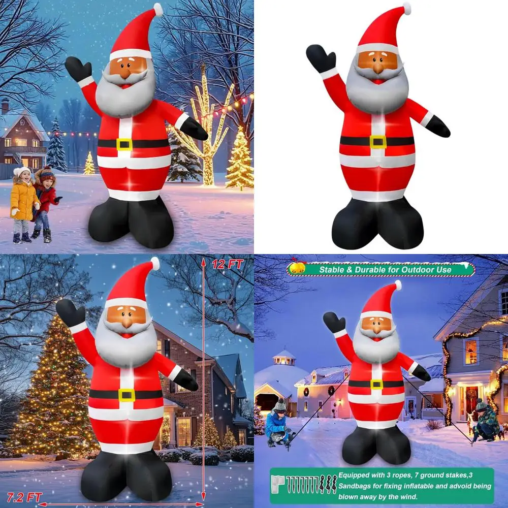 

Giant LED-lit Black Santa Claus Inflatable for Christmas Lawn and Garden Holiday Decor