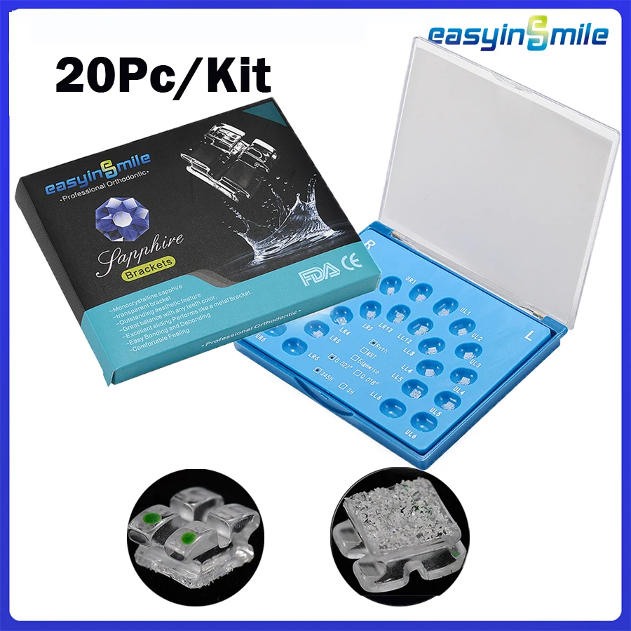 

EASYINSMILE 20 шт. Стандартные скобы, прозрачные монокристаллические сапфировые скобы MBT/ROTH 0,22 345 крючки 5-5