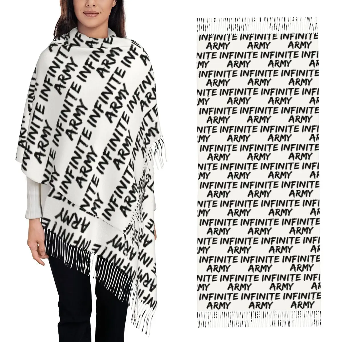 Caylus Merch Infinite Army Scarf Tassel Scarves Women Soft Warm Shawls and Wraps Long Fall Winter Shawl Wrap