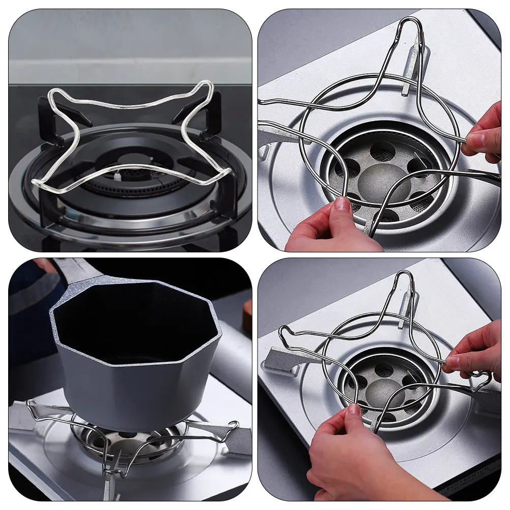 4Pcs Premium Iron Stove Wok Racks Pot Brackets for Gas Stove Heat Regulation Wide Use Pot Rack Steam Rack Housewarming Gift Idea