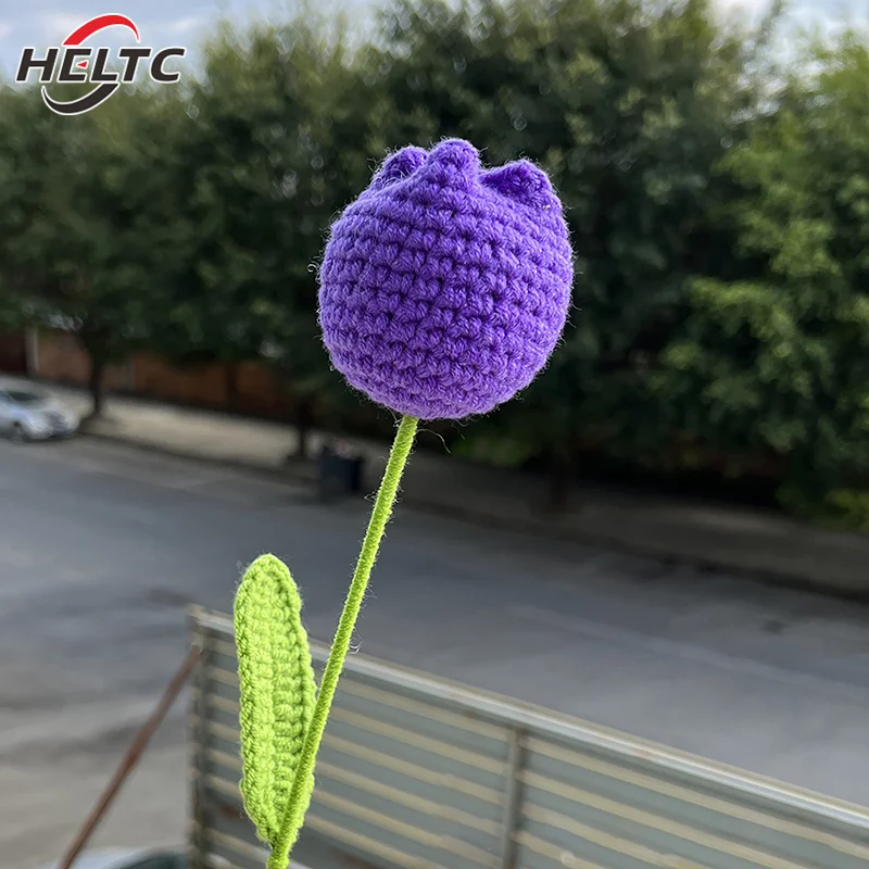 1pcs Tulip Knitting Flower Woven Tulips Single Flower Bouquet Wedding Decoration Graduation Gifts Hand Crochet Fake Floral image 4