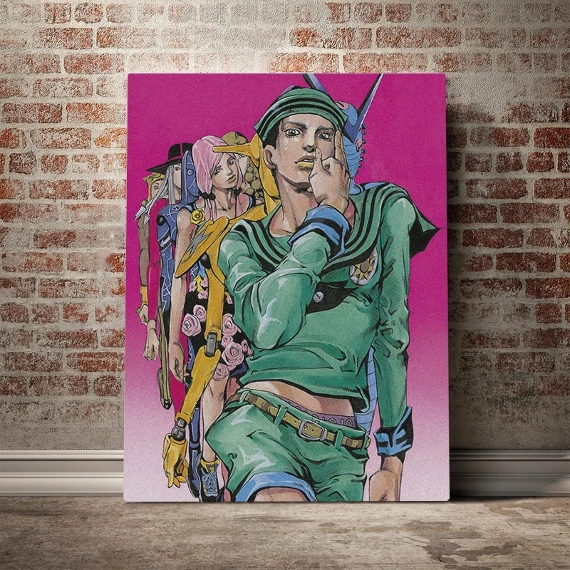 Jojo's Bizarre Adventure Anime Posters Jotaro Kujo/Rohan Kishibe/Giorno Giovanna Canvas Painting Print Room Home Wall Art Decor