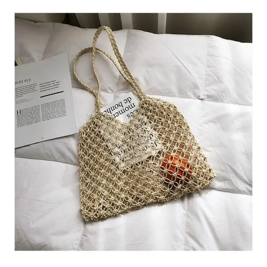 Bolso playa algodón tejido mano estilo red pesca - imagen 5