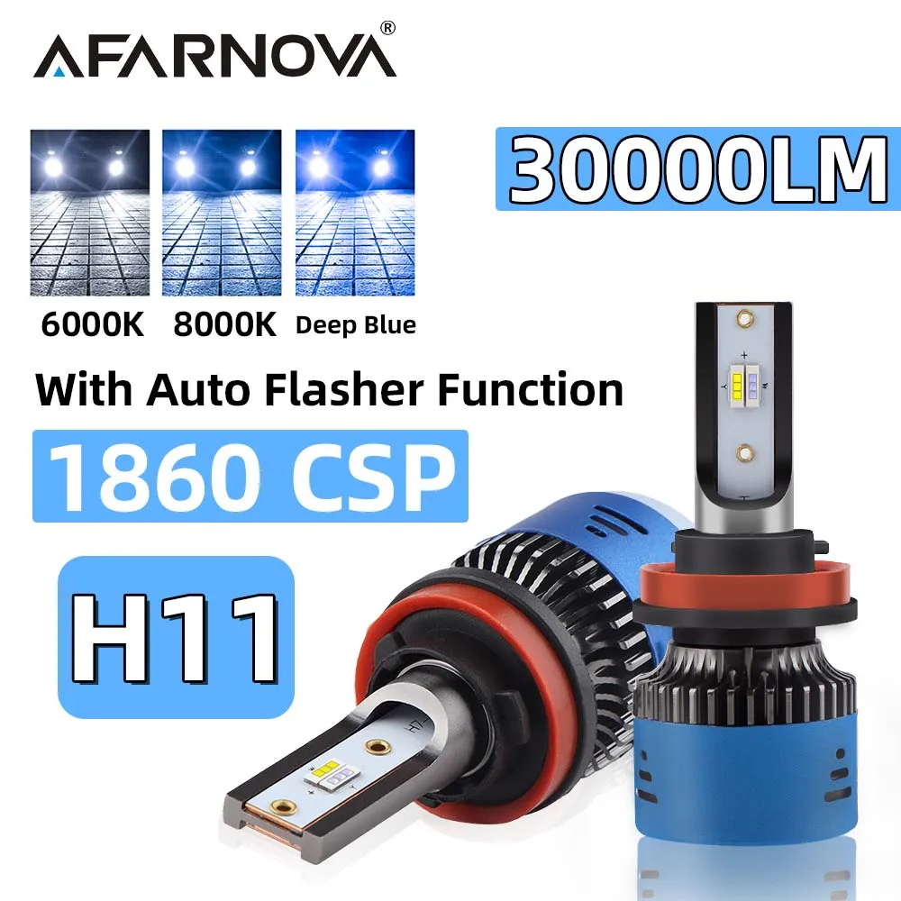 

Car Headlight H11 LED Bulb H8 H11 H9 Led Lights 6000K 8000K Deep Blue Three Color Temperature Adjustment With Auto Flasher 12V