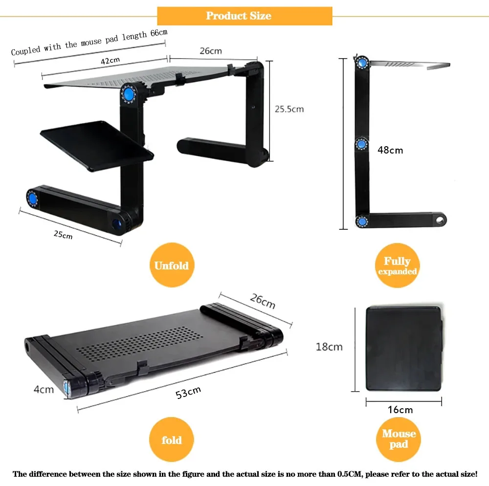 Supporto da scrivania regolabile per Laptop portatile in alluminio ergonomico Lapdesk per TV letto divano PC Notebook tavolo supporto da scrivania