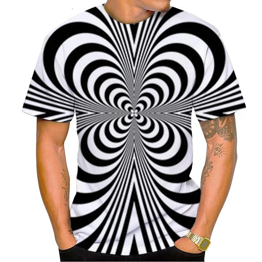 New Vertigo 3d Print Men Casual Hip-hop Tshirt New In Short-sleeve Cool Optical Illusion Graphic T-shirt Men's Funny T-shirt