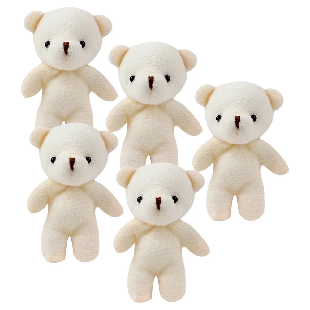 

5 Pcs Toys for Girls Mini Bear DIY Keychain Little Hanging 1100X800X200CM Small Beige Tiny Stuffed Child