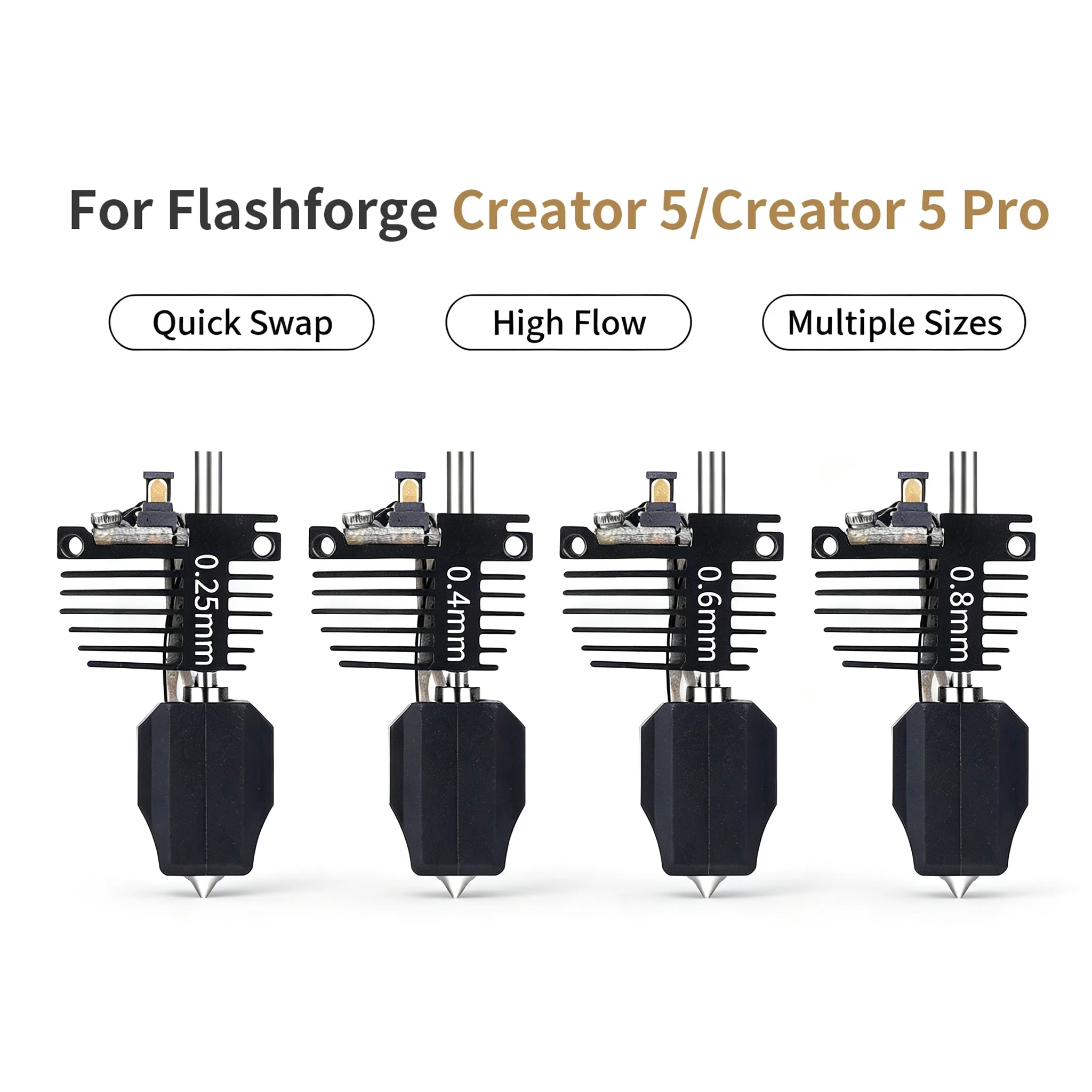 For Flashforge Creator 5 Hotend Creator 5 Pro Nozzle Assembly Integrated Quick-Swap C5 Extruder Nozzles 3D Printer Accessories.