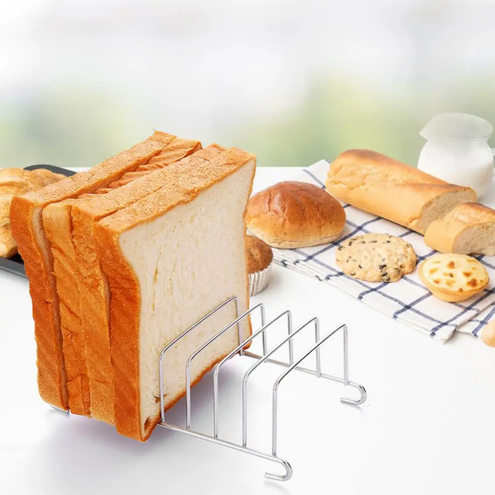 Bread Rack Stainless Steel Bread Rack for Air Fryer 8-slot Toast Holder Rack Toast Stand for Kitchen Restaurant Non-stick Bread