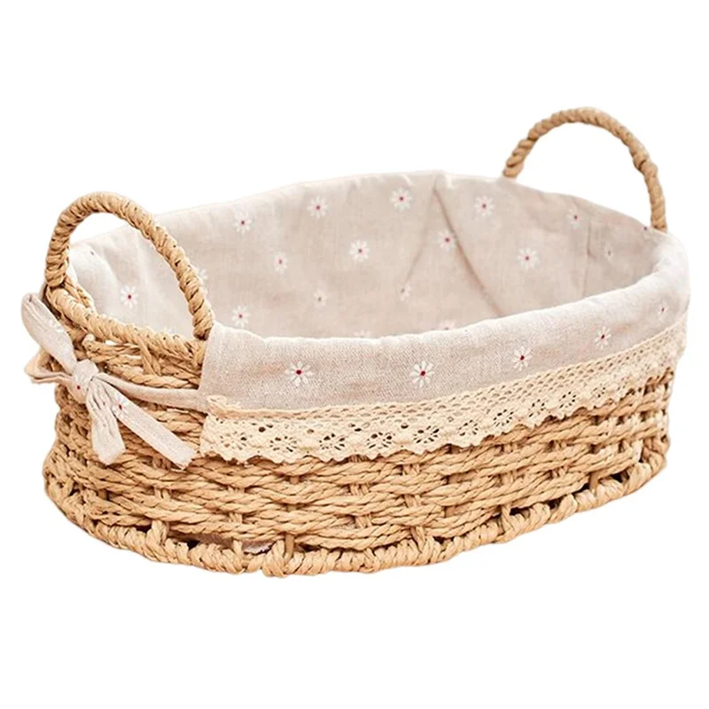ABZV-Handgewebte Aufbewahrungskörbe mit Griffen für Schlafzimmer, Badezimmer, Küche, Organizer, Kosmetikbox für Frühstück, Obst,
