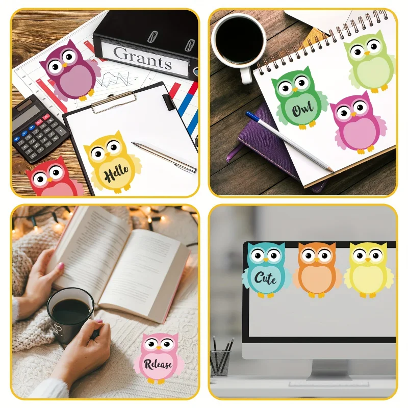 12 ورقة ملاحظات لاصقة على شكل بومة رائعة ذاتية اللصق مذكرة ورقية على شكل بومة مثالية للتذكير والدراسة والعمل والمكتب والمدرسة