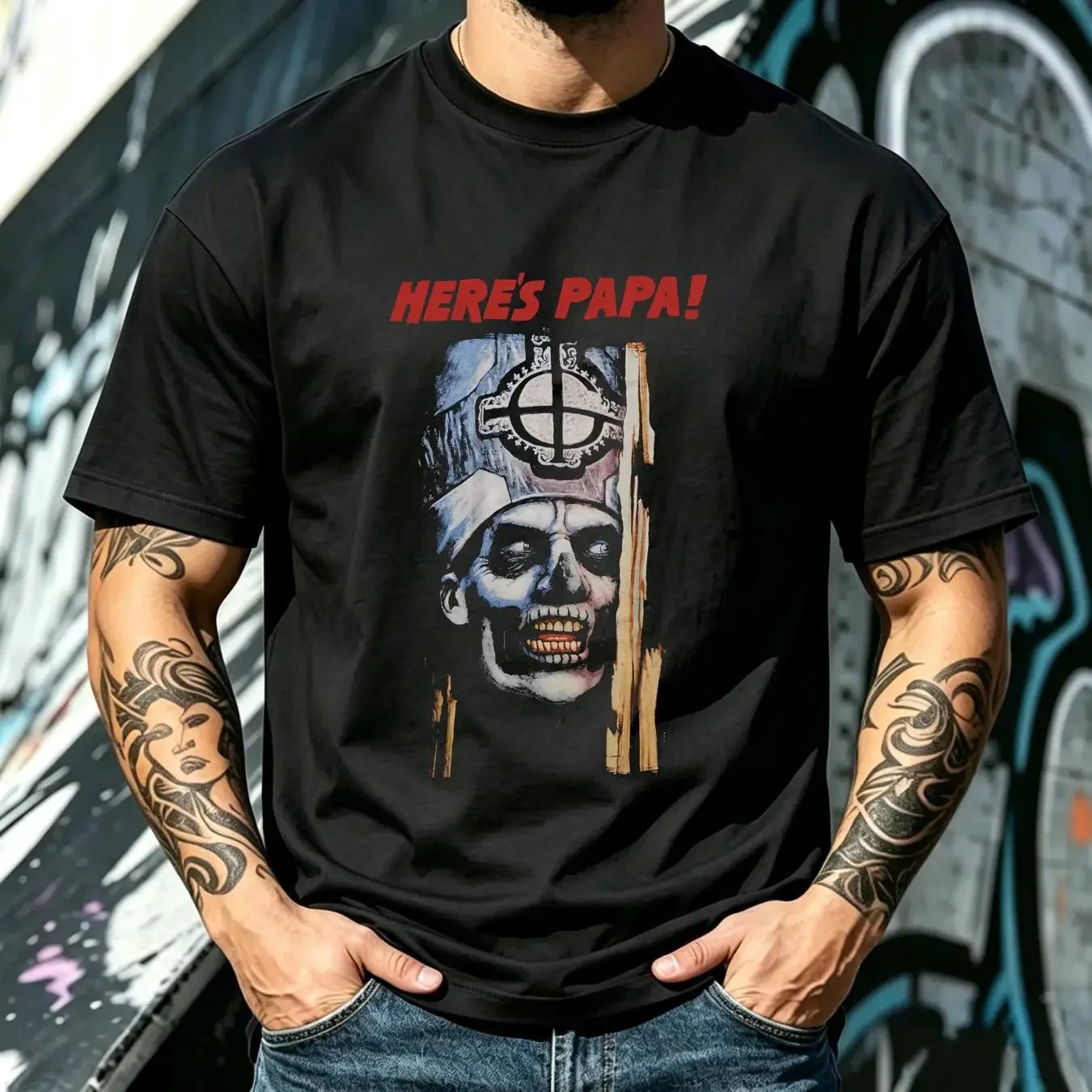 washed T Shirt ghost b c here s papa vintage Washed Soft Unisex Stretched Stylish Top For Everyday Wear Versatile streetwear
