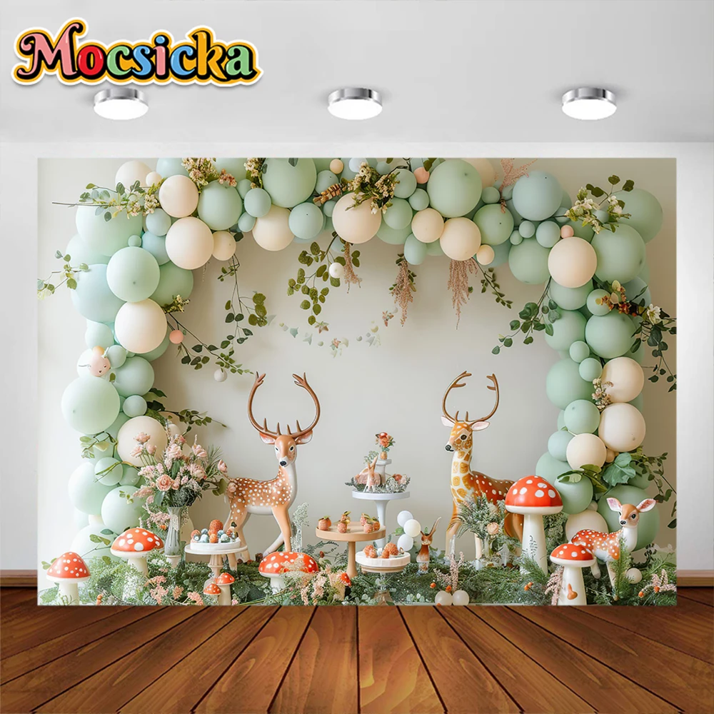 Jungle Animals Photography Background Color Balloon Party Decorations Kids Birthday Cake Smash Portrait Backdrop Photo Studio
