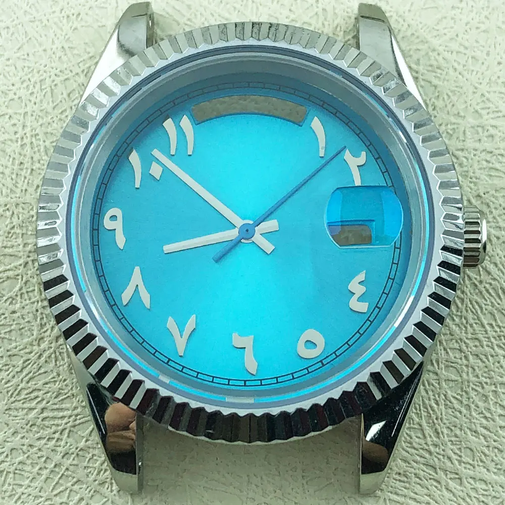 40mm 316L stainless steel sapphire glass watch case 10BAR waterproof suitable for 8285 movement custom logo calendar dial