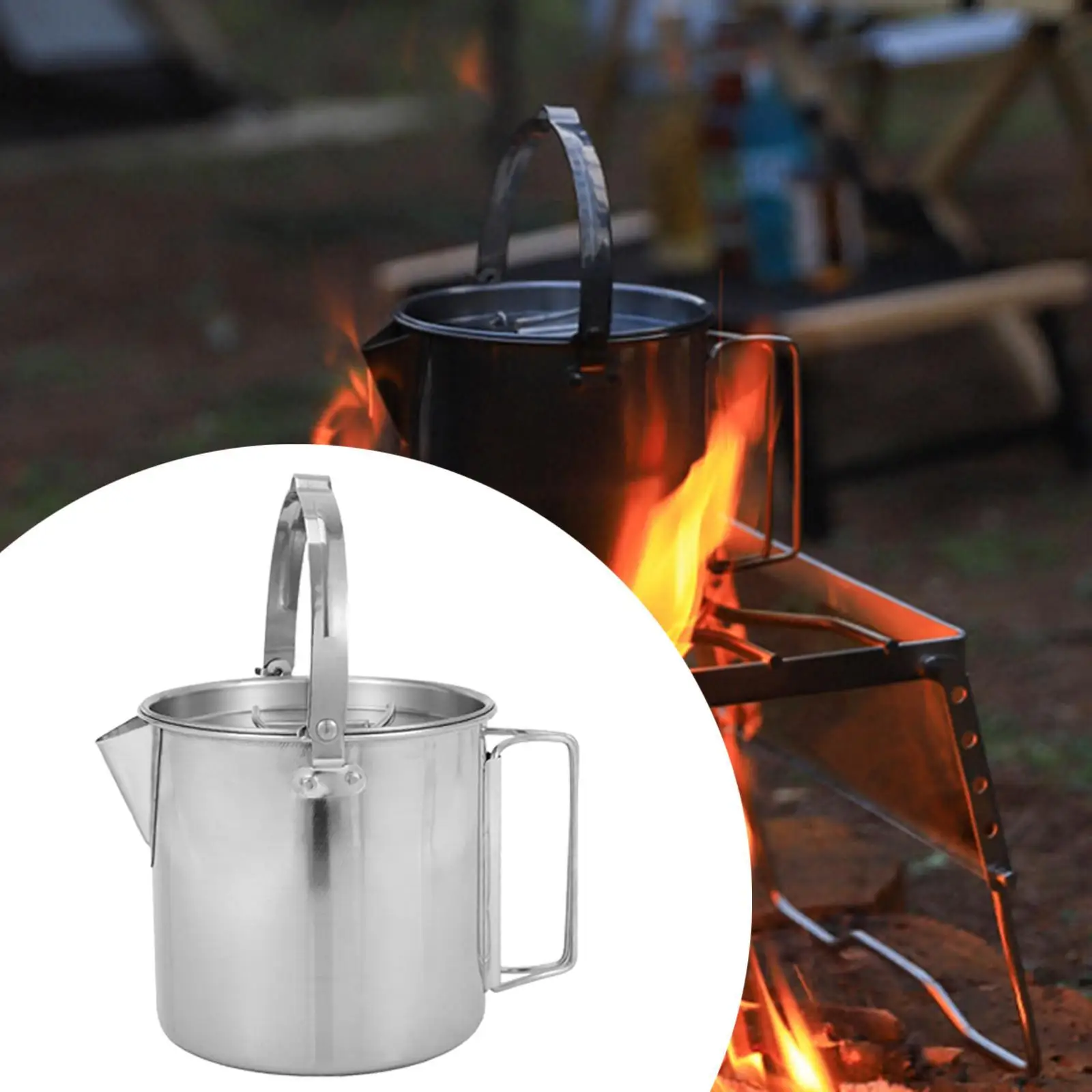 

Camping Water Kettle Teakettle Teapot Portable Versatile Hanging Cook Pot
