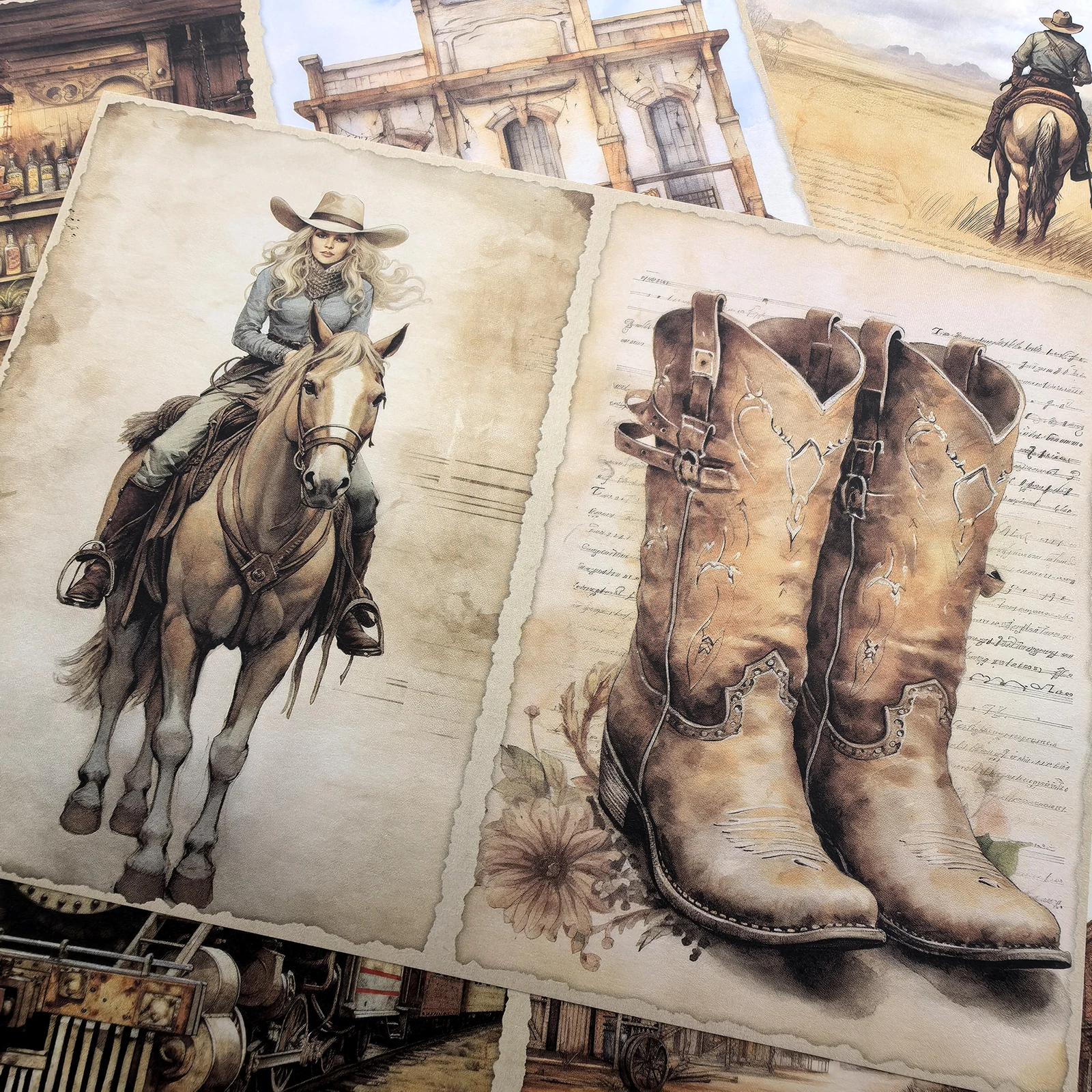 Vigusacraft-diario de chatarra occidental Retro, álbum de recortes, 10 hojas, tamaño A5