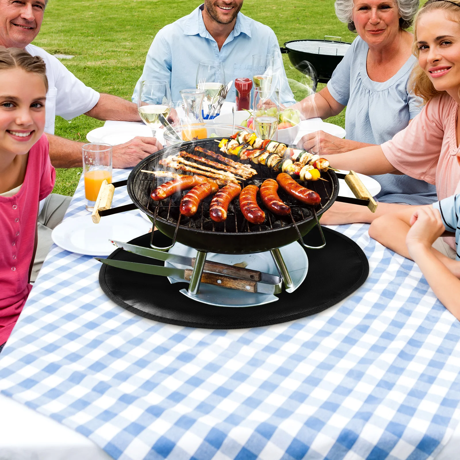 

20 Inch Pad Silicone Mat Black Non Slip BBQ Mats For Outdoor Grill Grill Accessories Fire Pit Accessory Outdoor Tools
