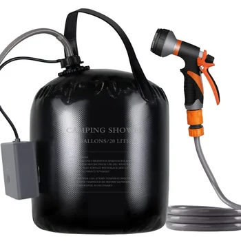 ポータブルソーラーシャワー,20l,温水付き,電動エアポンプ付き,キャンプ,ビーチ,旅行用