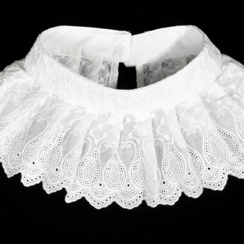 

652F False Collar Victorian Theme Party Faux Collar Ruffled Neck Shawl Decorative Collar for Everyday Use Courtstyle Neckwear